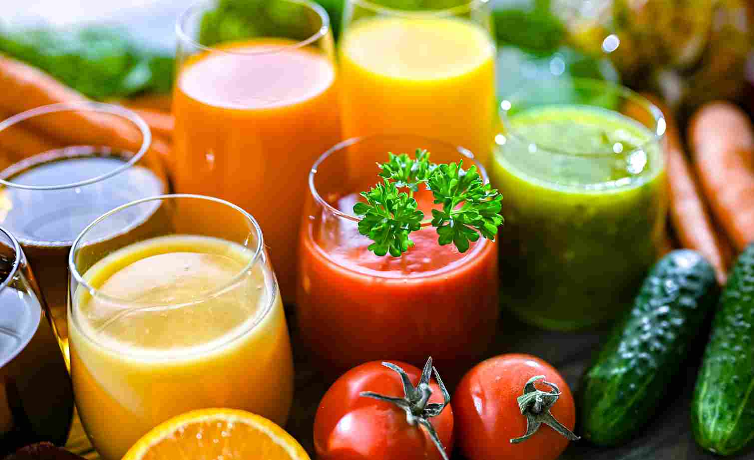 Čaše sa raznobojnim smoothiejima od voća i povrća