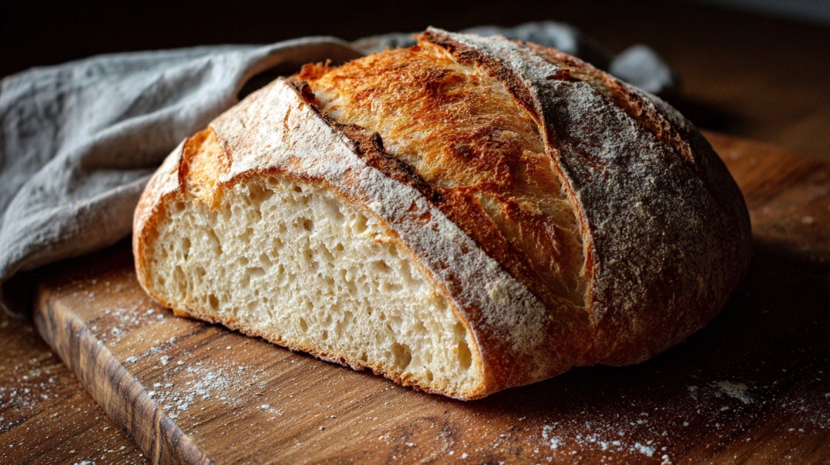 Sveže pečen hleb sa hrskavom korom na drvenoj dasci