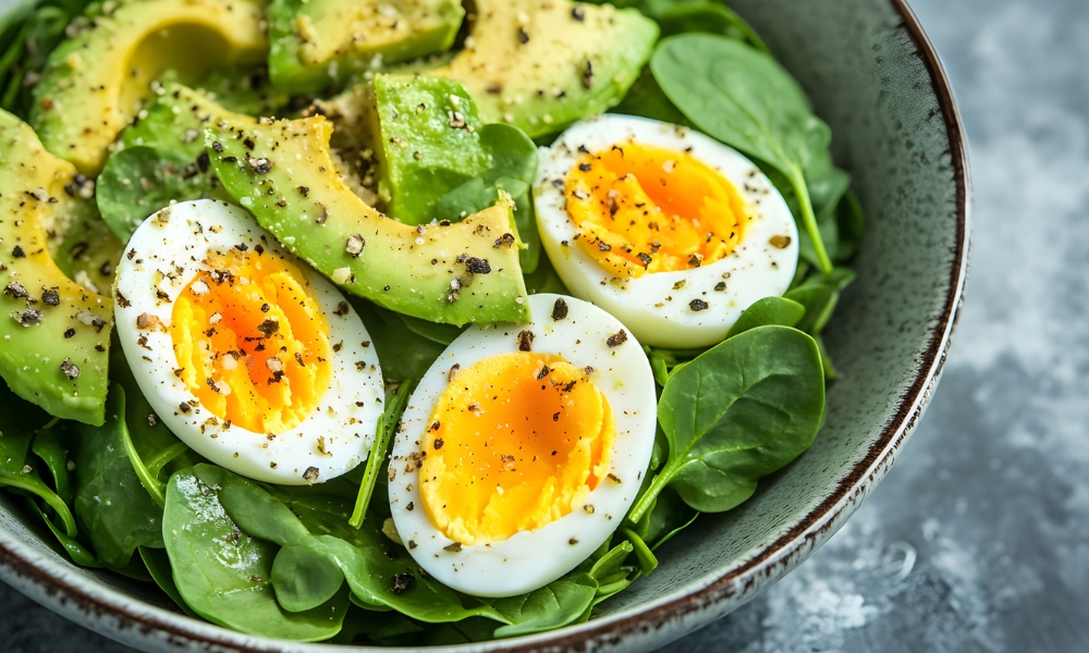 Salata sa spanaćem, kuvanim jajima i maslinovim uljem